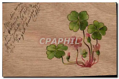 Cartes postales Fantaisie Fleurs Trefles (carte en bois)