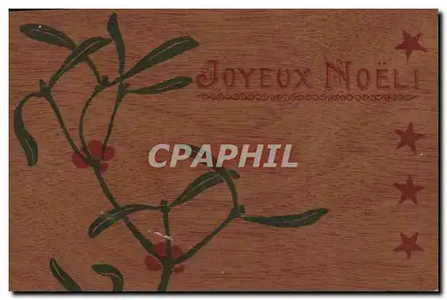 Ansichtskarte AK Fantaisie Noel (carte en bois)