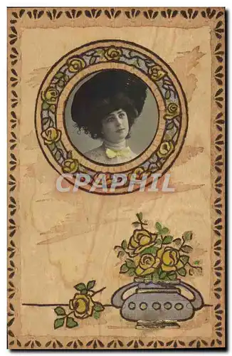 Cartes postales Fantaisie Femme (carte en bois)