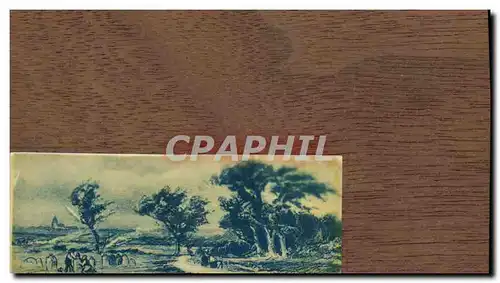 Ansichtskarte AK Fantaisie Paysage (carte en bois)