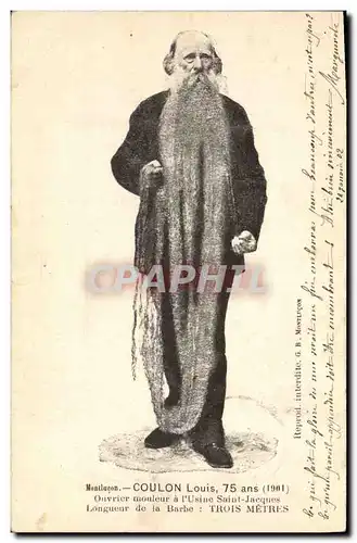 Cartes postales Montlucon Coulon Louis Ouvrier mouleur a l'usine Saint Jacques Longeur de la la barbe Trois M