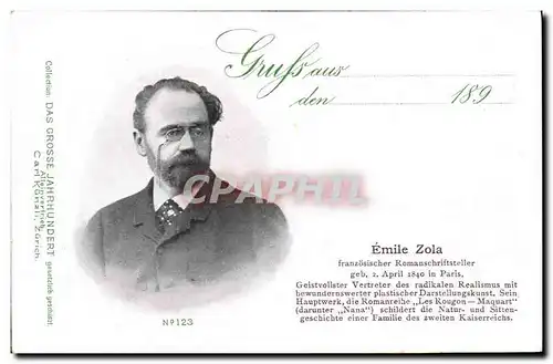 Cartes postales Emile Zola Romancier Carte 1890