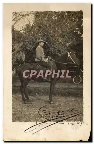 CARTE PHOTO Cheval Equitation Hippisme Militaria