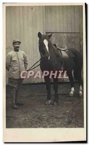 CARTE PHOTO Cheval Equitation Hippisme Militaria