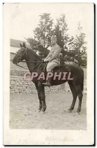 CARTE PHOTO Cheval Equitation Hippisme Militaria