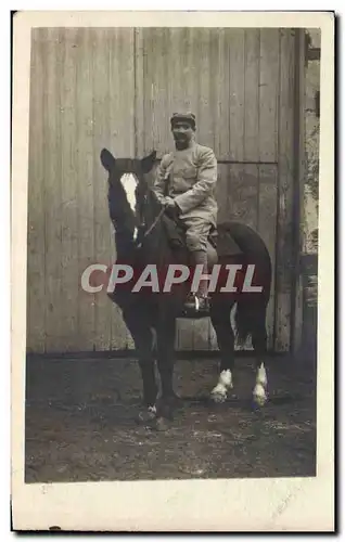 CARTE PHOTO Cheval Equitation Hippisme Militaria
