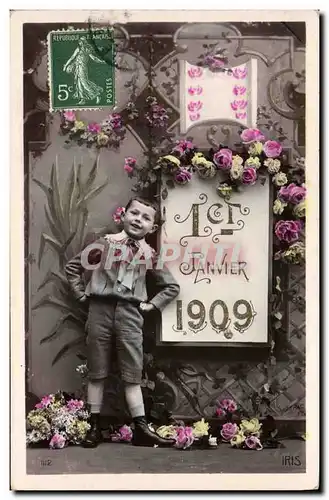 Ansichtskarte AK Fantaisie Fleurs Annee 1909 Enfant