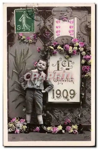 Cartes postales Fantaisie Fleurs Annee 1909 Enfant