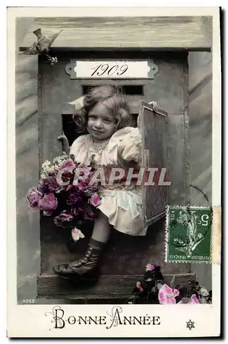 Ansichtskarte AK Fantaisie Fleurs Annee 1909 Enfant