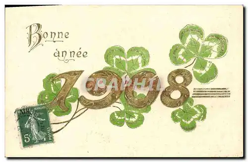 Cartes postales Fantaisie Fleurs Annee 1908 Trefles