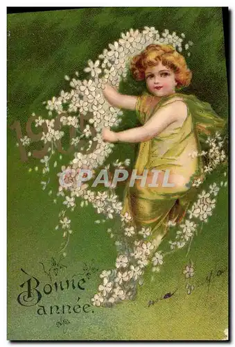 Cartes postales Fantaisie Fleurs Annee 1905 Ange