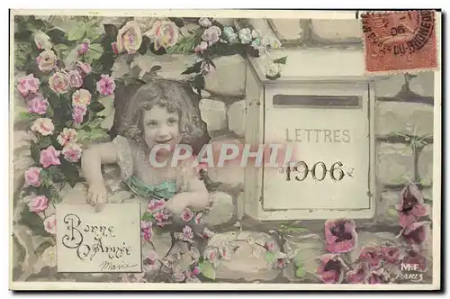 Ansichtskarte AK Fantaisie Fleurs Annee 1906 Enfant