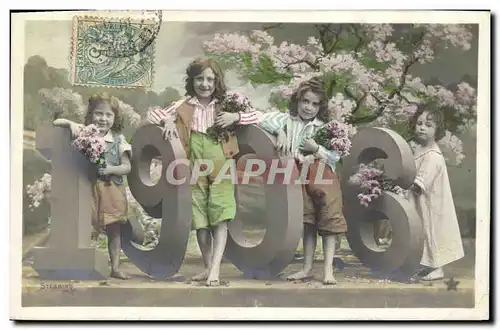 Ansichtskarte AK Fantaisie Fleurs Annee 1906 Enfants