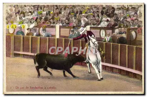 Cartes postales Corrida Course de taureaux Un par de banderillas a caballo