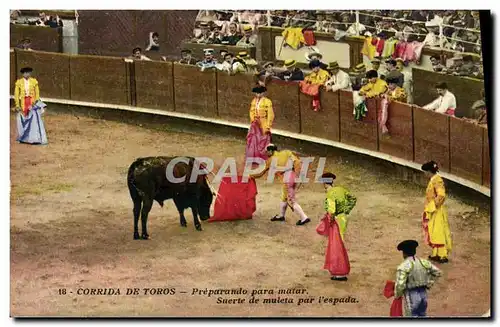 Cartes postales Corrida Course de taureaux Preparando para matar Suerte de muleta par l&#39espada