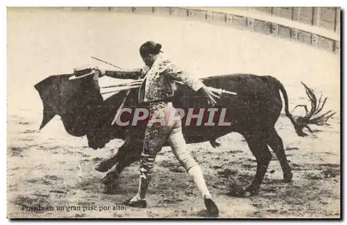 Ansichtskarte AK Corrida Course de taureaux Posada en un gran pase por alto