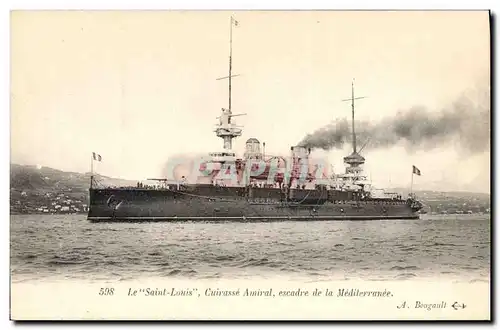 Ansichtskarte AK Bateau de Guerre Le Saint Louis Cuirasse amiral escadre de la Mediterranee