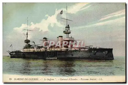 Cartes postales Bateau de Guerre Le Suffren Cuirasse d&#39escadre Vaisseau amiral