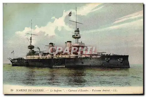 Cartes postales Bateau de Guerre Le Suffren Cuirasse d'escadre Vaisseau amiral