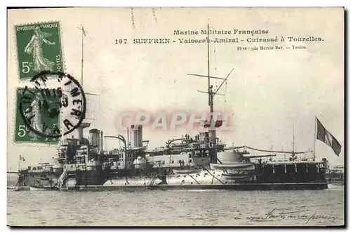 Cartes postales Bateau de Guerre Suffren Vaisseau amiral Cuirasse a tourelles