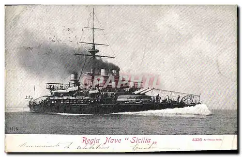 Ansichtskarte AK Bateau de Guerre Regia Nave Sicilia