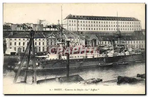 Ansichtskarte AK Bateau de Guerre Brest Caserne de depot Le Suffren