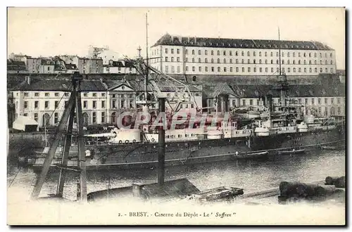 Cartes postales Bateau de Guerre Brest Caserne de depot Le Suffren