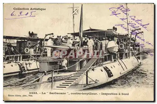 Ansichtskarte AK Bateau de Guerre La Sarbacane Contre torpilleur Inspection a bord