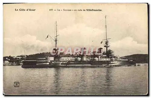 Cartes postales Bateau de Guerre Le Suffren en rade de Villefranche