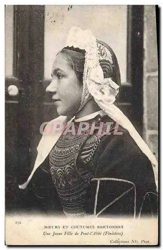 Cartes postales Folklore Une jeune fille de Pont L&#39Abbe Finistere