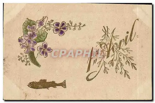 Cartes postales Fantaisie Fleurs Poisson 1er Avril