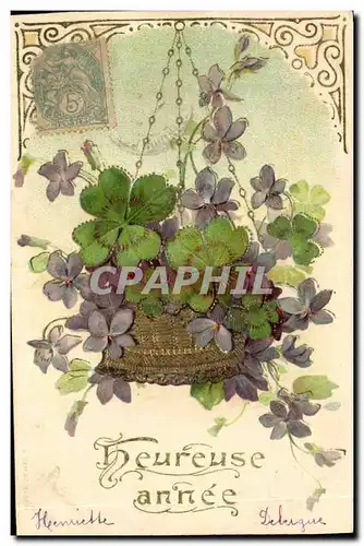 Cartes postales Fantaisie Fleurs Trefles