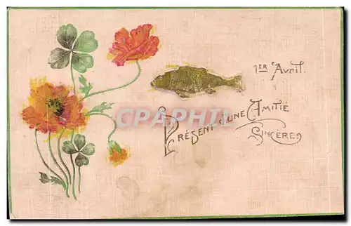 Cartes postales Fantaisie Fleurs Poisson 1er Avril