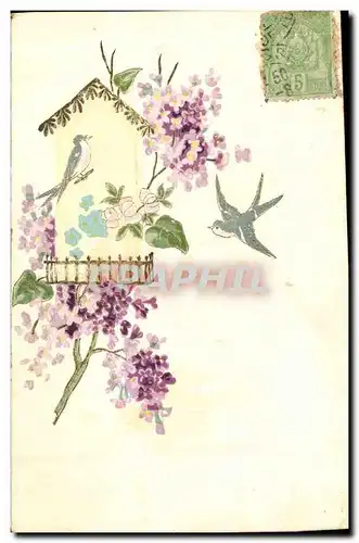 Cartes postales Fantaisie Fleurs Oiseau