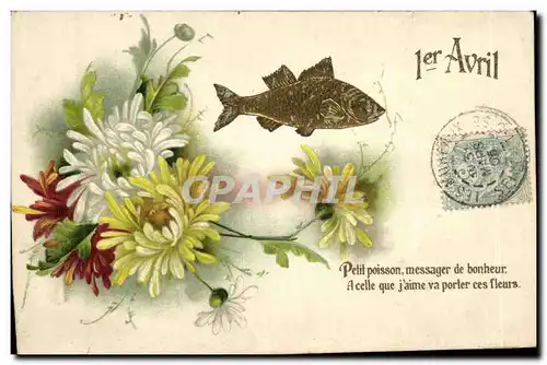 Ansichtskarte AK Fantaisie Fleurs Poisson 1er Avril