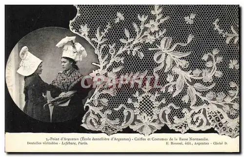 Cartes postales Dentelle Dentelliere Point d'Argentan Ecole dentelliere d'Argentan Normandie