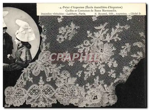 Cartes postales Dentelle Dentelliere Point d'Argentan Ecole dentelliere d'Argentan Normandie
