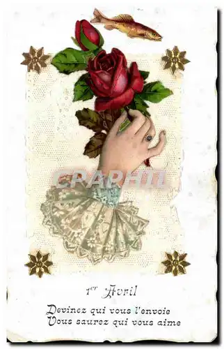 Cartes postales Fantaisie Brodee Fleurs Main