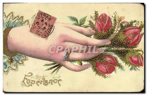 Cartes postales Fantaisie Fleurs Main