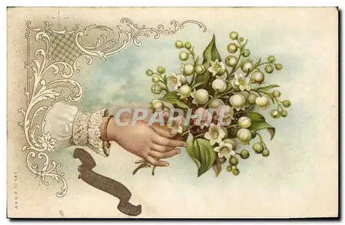 Cartes postales Fantaisie Fleurs Main Muguet