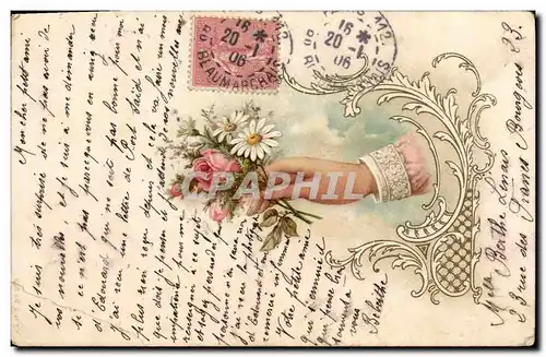 Cartes postales Fantaisie Fleurs Main