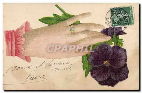 Cartes postales Fantaisie Fleurs Main