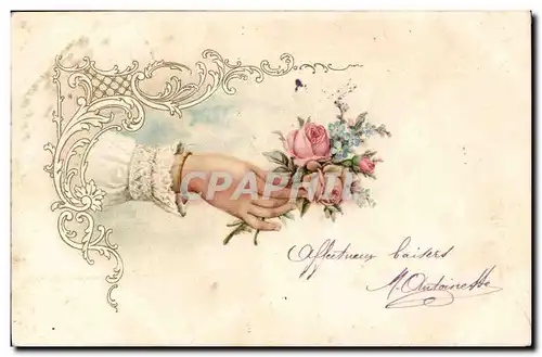 Cartes postales Fantaisie Fleurs Main