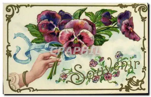 Cartes postales Fantaisie Fleurs Main