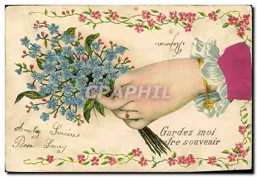 Cartes postales Fantaisie Fleurs Main