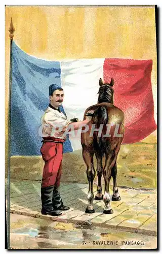 Ansichtskarte AK Cheval Equitation Hippisme Cavalerie Pansage