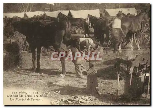 Cartes postales Cheval Equitation Hippisme L&#39armee des Indes Le Marechal Ferrant Militaria
