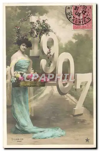 Cartes postales Fantaisie Fleurs Annee 1907 Femme