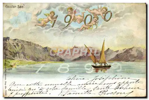 Cartes postales Fantaisie Annee 1899 1900 Genfer See Bateau TOP