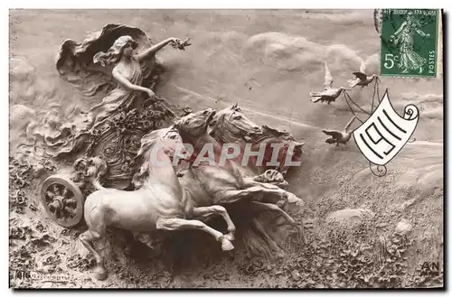 Cartes postales Fantaisie Fleurs Annee 1911 Cheval Femme